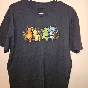 Pokemon First Generation Starters Men's XL Gray T-Shirt Pocket Monster